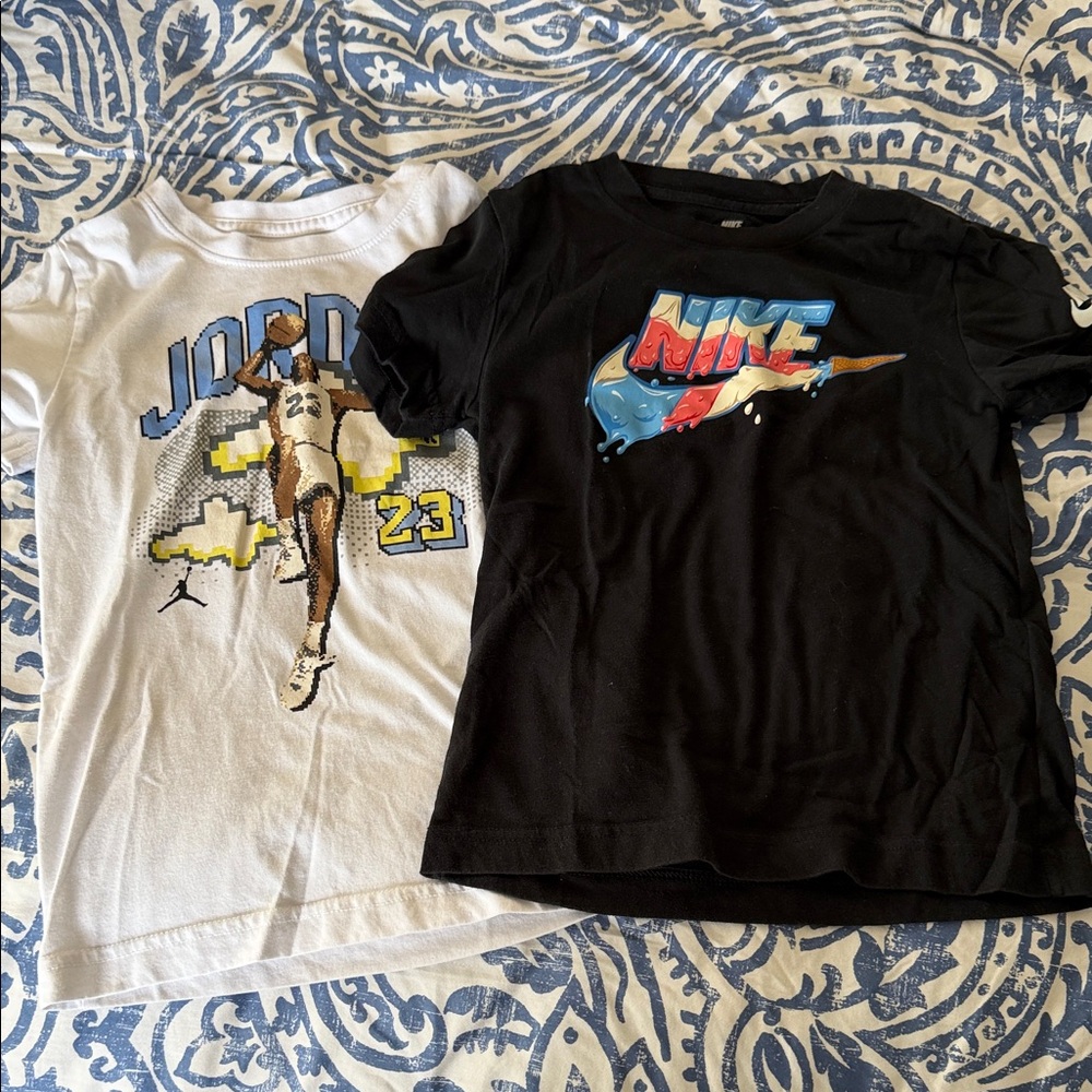Jordan Kids Short-Sleeve Tee Set - White & Black Graphic Tops